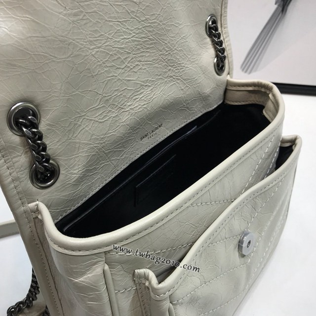 YSL专柜款女包 聖羅蘭經典款Niki油蠟抓皺牛皮小號郵差包 YSL肩背斜挎包 533037  jjh1178